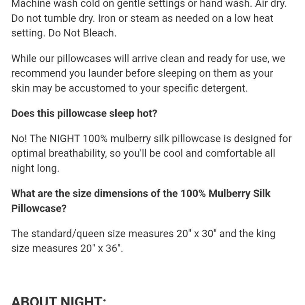 NIGHT 100% Mulberry Silk Pillowcase - Picture 11 of 11